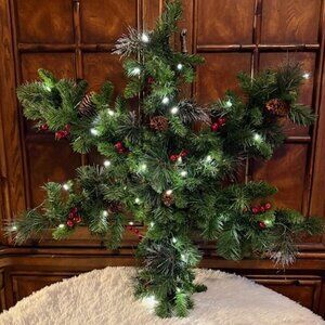 National Tree Company 33 inch Snowflake Prelit Battery Operated Pinecone Wreath